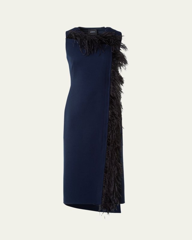 Asymmetric Double-Face Wool Midi Dress